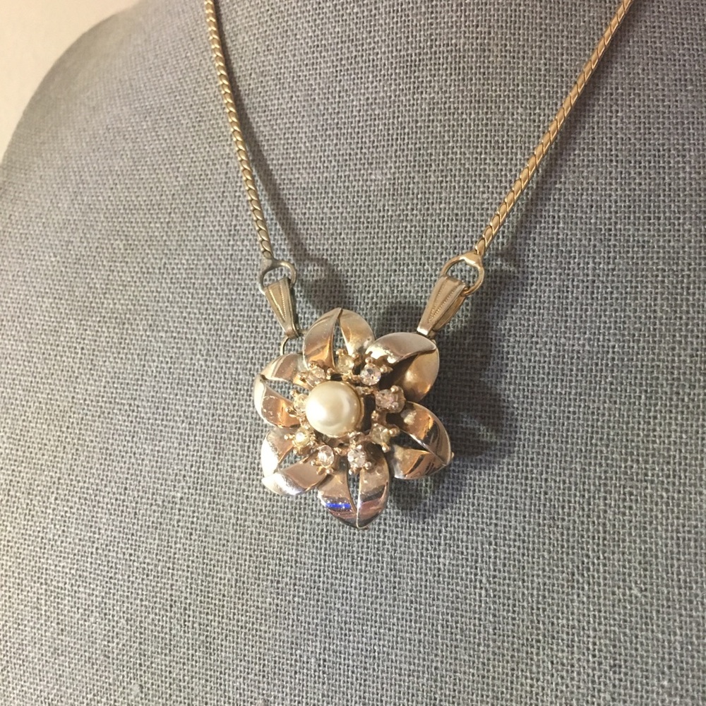 Vintage Necklace with Detachable Brooch Pendant